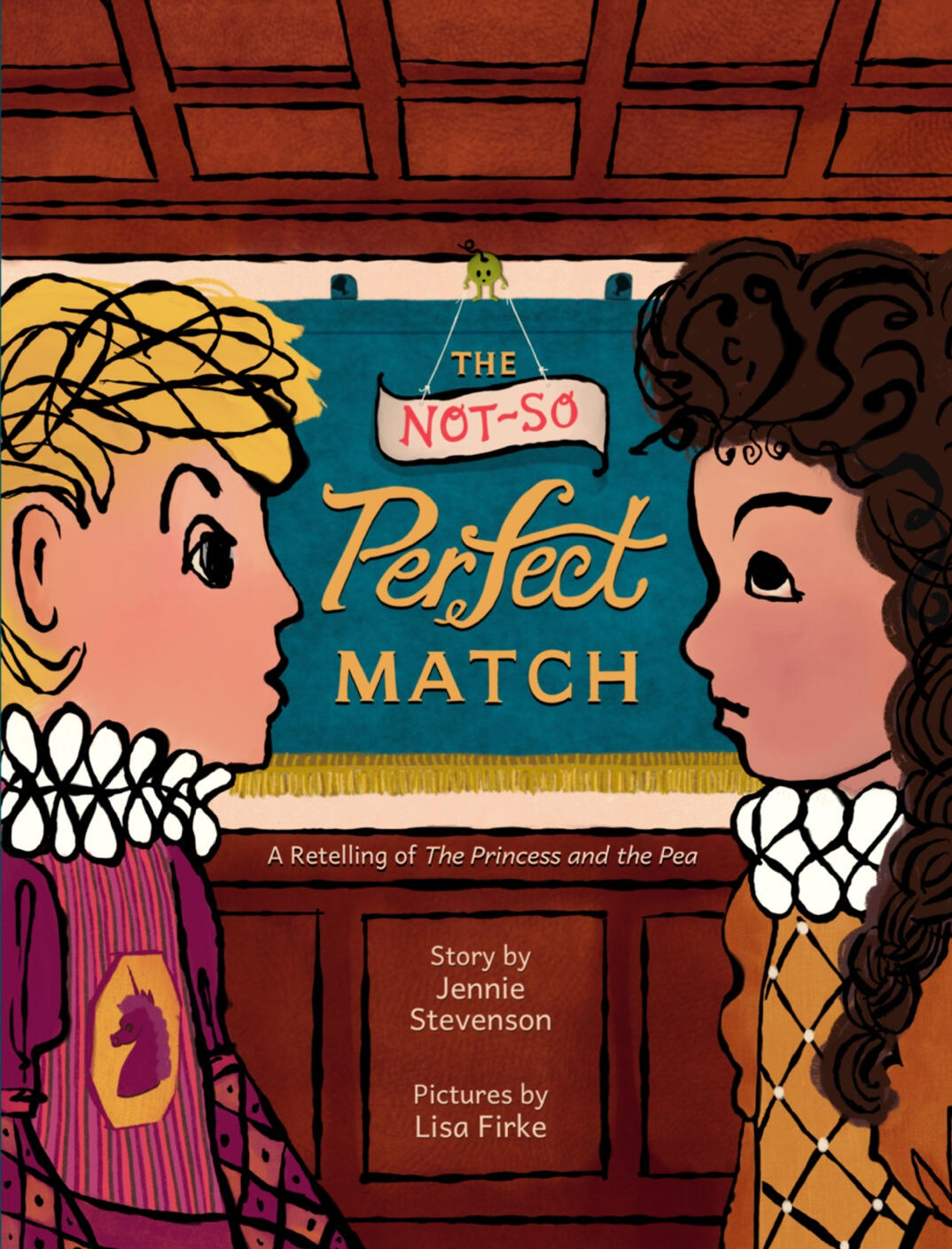 A Prince and Princess face each other. Original illustration by Lisa Firke.
